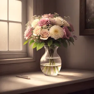 Floral Lampshade with Pink Bouquet