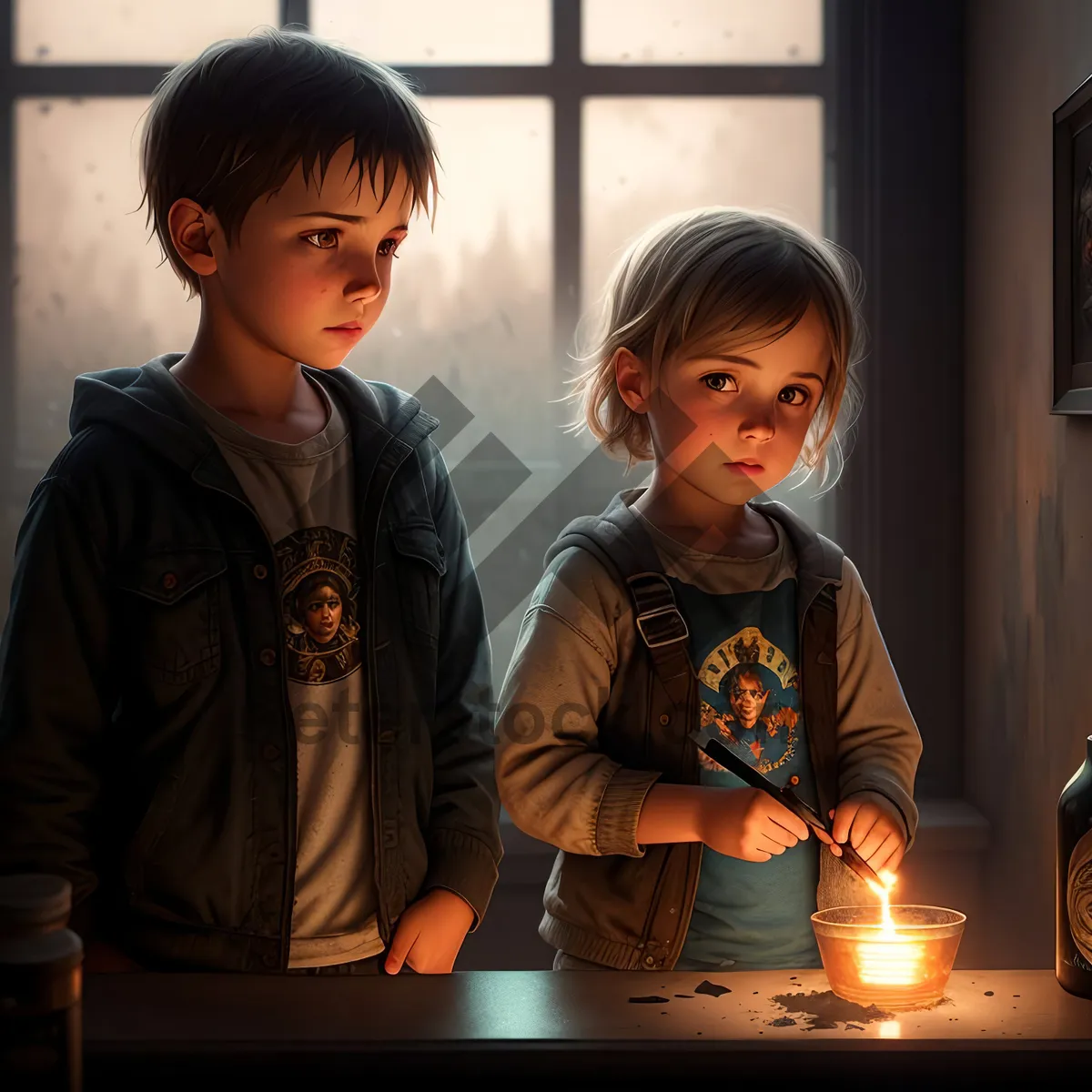 Picture of Happy family bonding by candlelight.