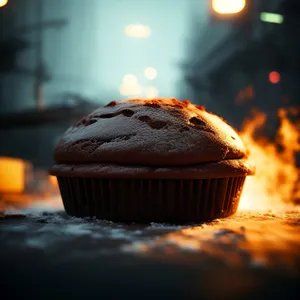 Decadent Chocolate Muffin with Sweet Cream Icing