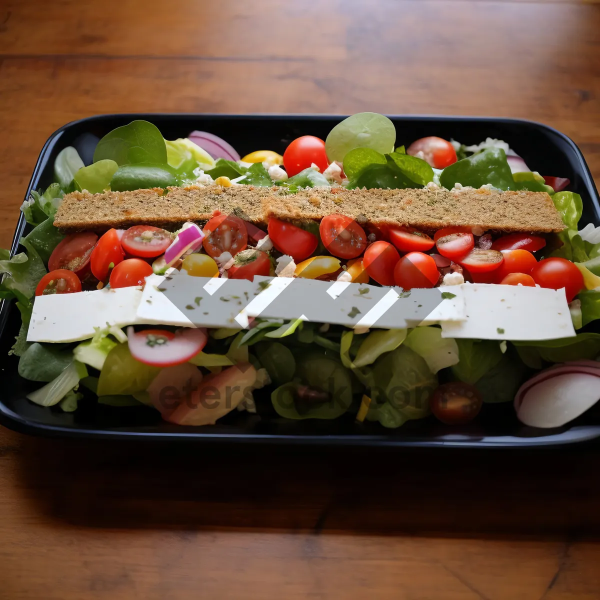 Picture of Fresh Salad Plate with Tasty Vegetables and Cheese