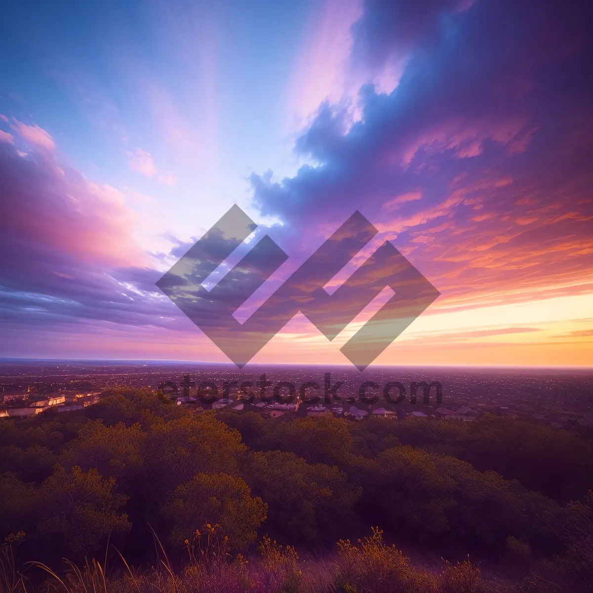 Picture of Vibrant Sunset Over Scenic Mountains