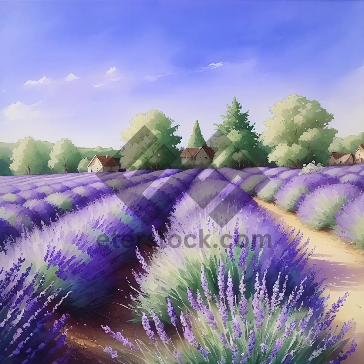 Picture of Serene Lavender Fields in the Countryside