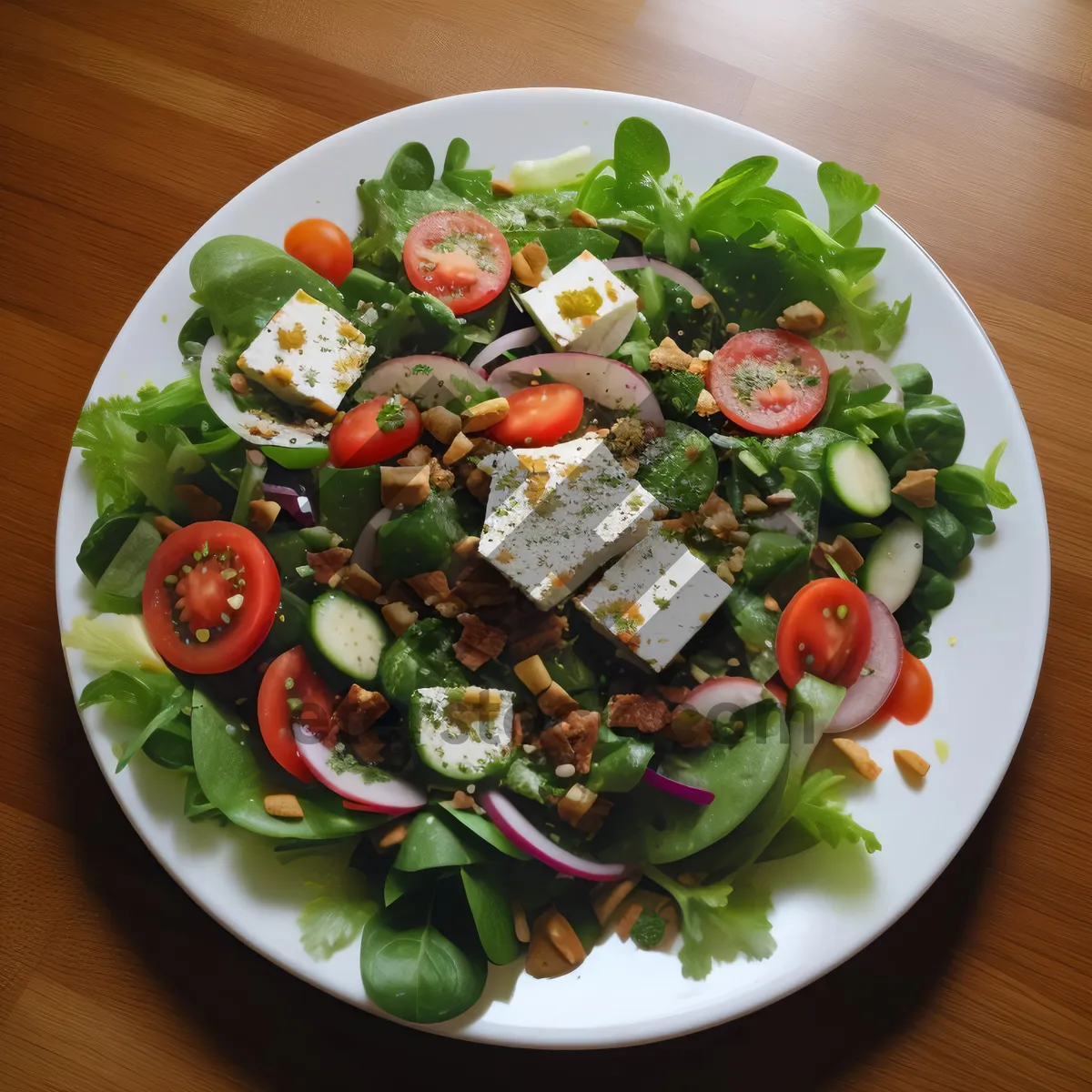 Picture of Healthy Gourmet Vegetable Salad with Cheese and Olive Oil