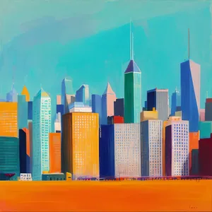 Colorful Cityscape Drawing with Pencils