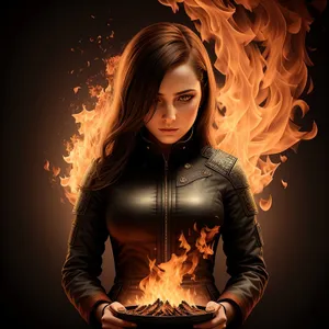 Seductive Fire: Stylish DJ Lady Posing in Dark Studio