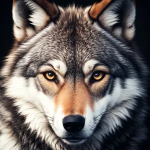 Majestic Canine Portrait: Wild Timber Wolf with Piercing Eyes