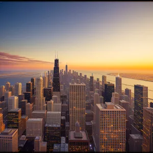 Stunning Urban Skyline Illuminated by City Lights