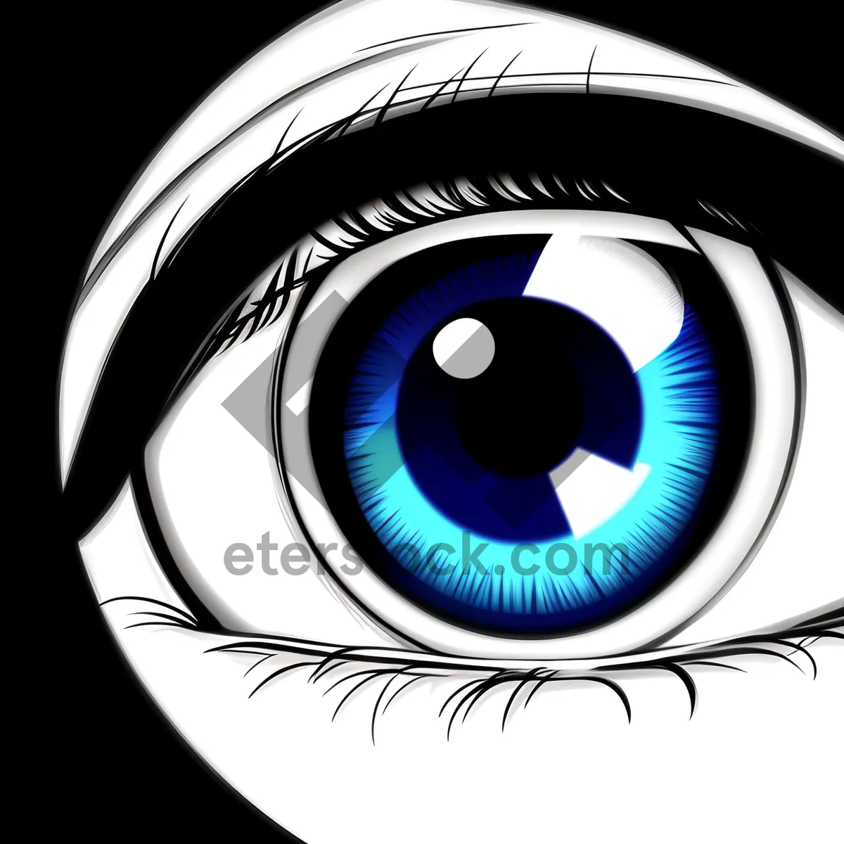Picture of Shiny Eyebrow Icon in Black Circle: 3D Design