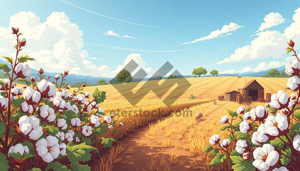Picture of Summer Yellow Barn in Countryside Landscape