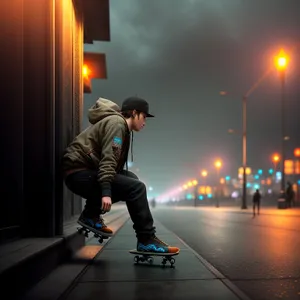 Skateboarding Man in Action.