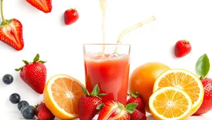 Refreshing Citrus Fruit Juice with Organic Strawberries and Oranges