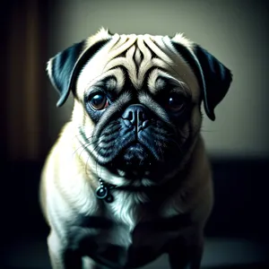 Cute Wrinkled Boxer Sitting Studio Portrait