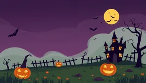 Halloween silhouette design with moon and tree.