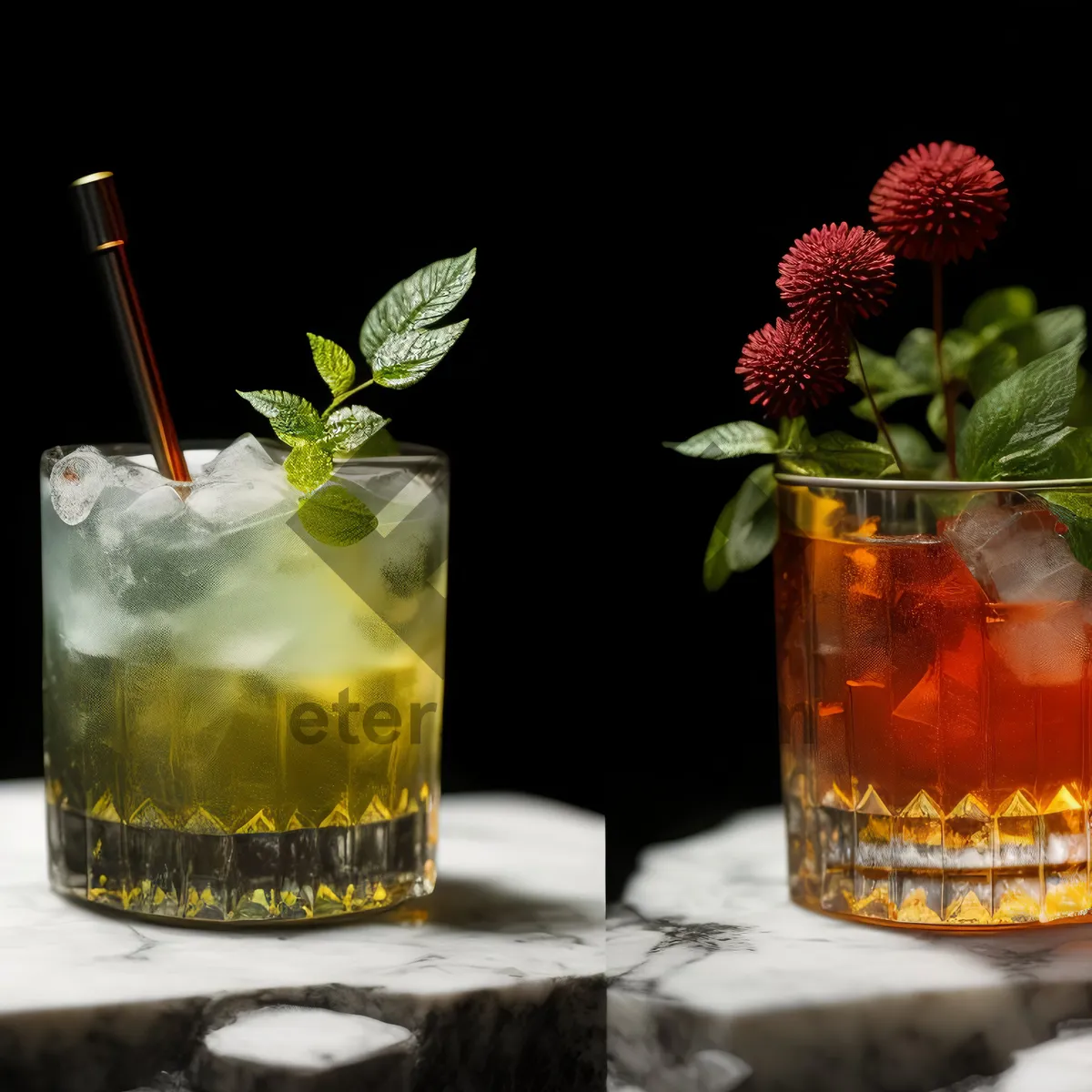 Picture of Fresh fruit tea drink with candle illumination