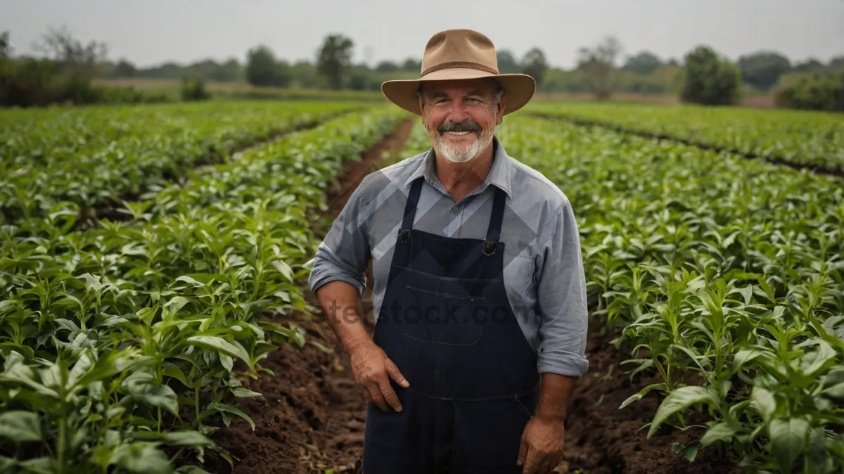 Picture of Happy farmer enjoying outdoors in a sunny meadow