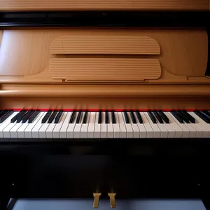 Musician plays on a grand piano keyboard instrument