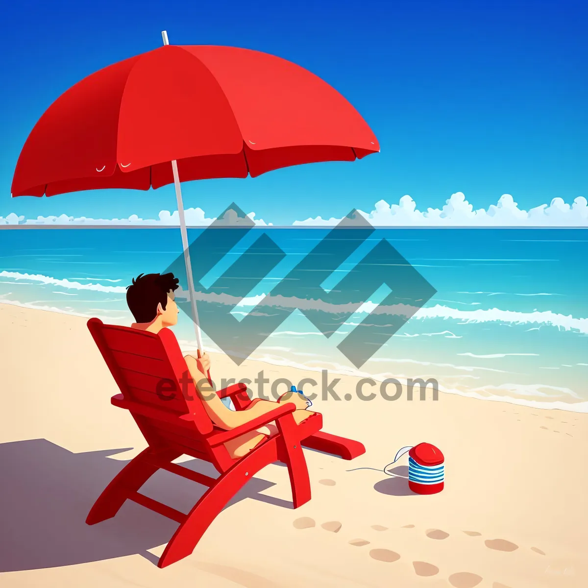 Picture of Relaxing Beach Getaway with Vibrant Umbrella