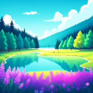 Colorful Rural Landscape Under Bright Sunlight