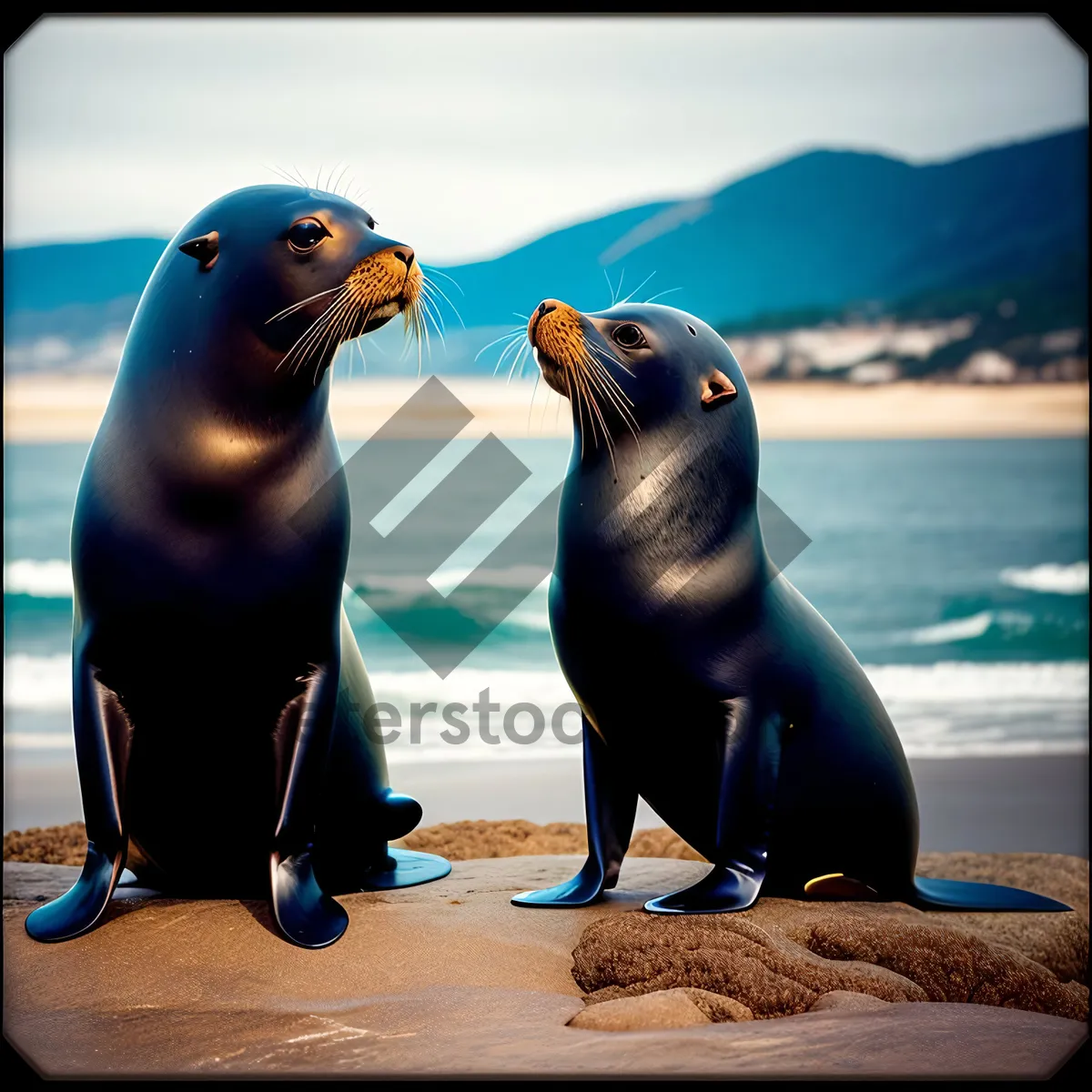 Picture of Playful Sea Lion Basking on Sandy Beach