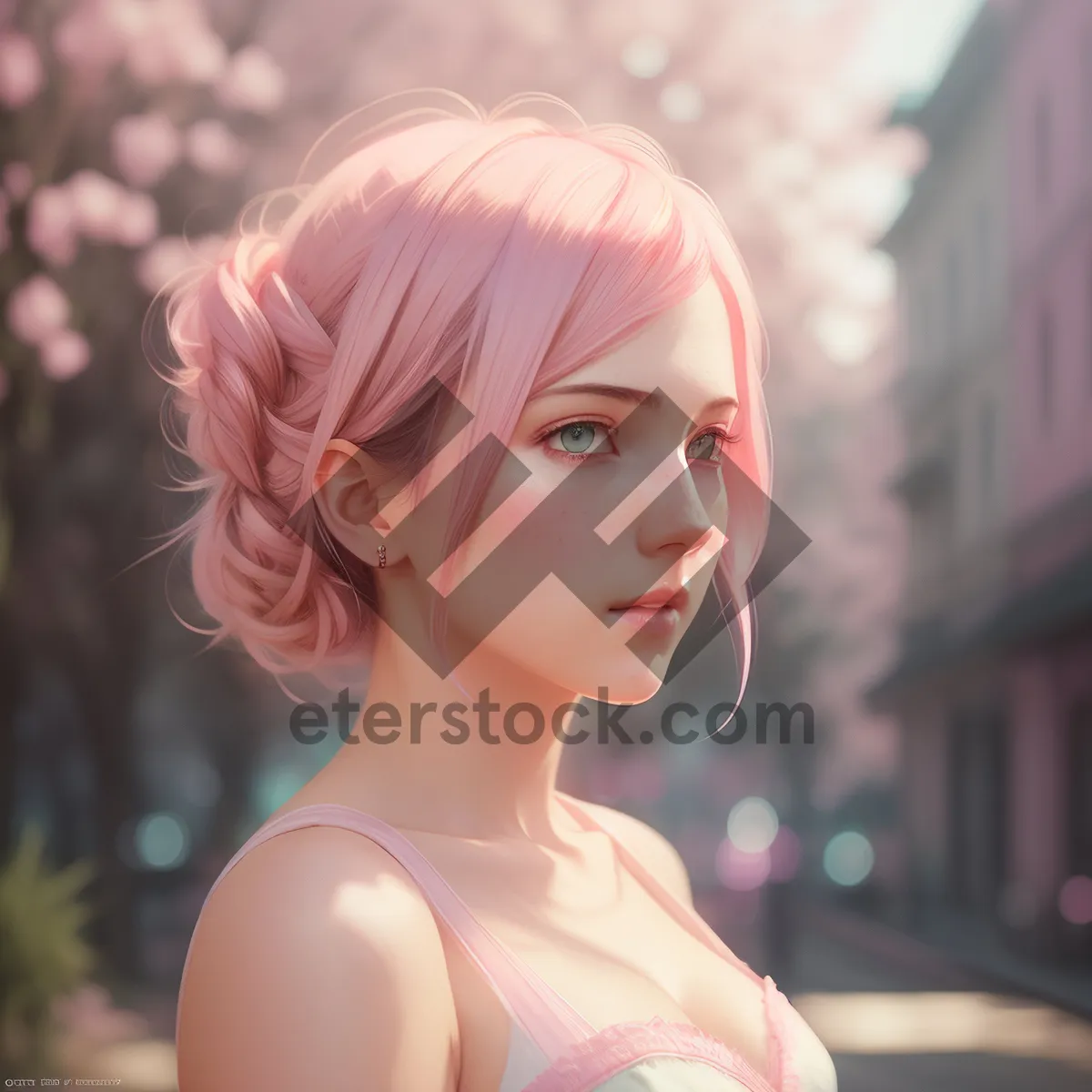 Picture of Sensual Smiling Blonde Lady with Attractive Makeup