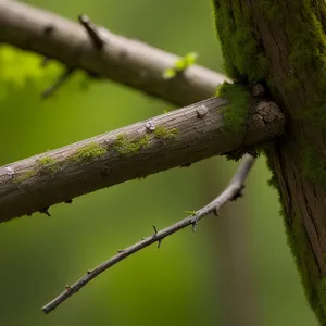 Wild Tree Branch with Lizard and Leaf