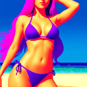 Sexy Beachwear: Attractive Bikini Swimsuit on Gorgeous Model