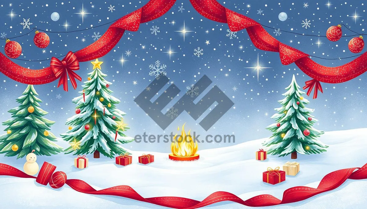 Picture of New Year Holiday Greeting Card with Snowflake Decoration