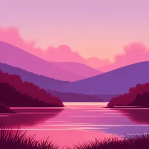 Vibrant Sunset Over Serene Meadow