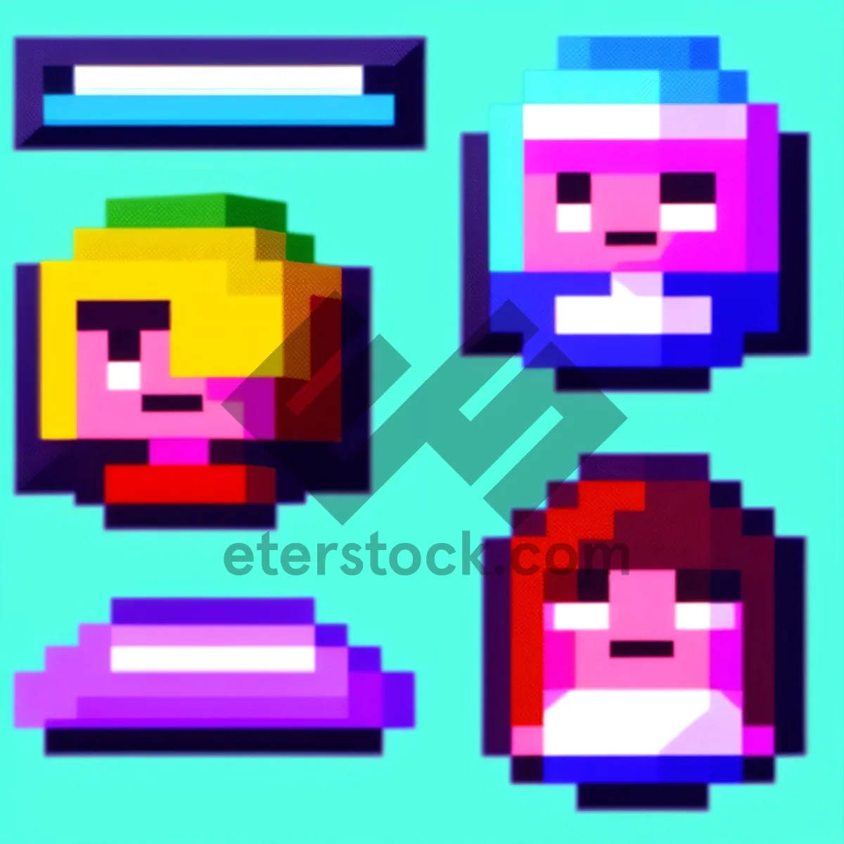 Picture of Pixel Icon Web Sign 3D Toy Business Symbol Design Set Button