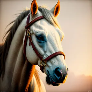 Majestic Stallion: Captivating Equine portrait amidst the rural ranch.