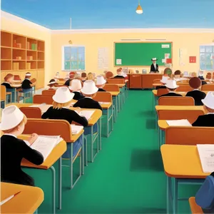 Modern Classroom Interior with Empty Seats and Tables