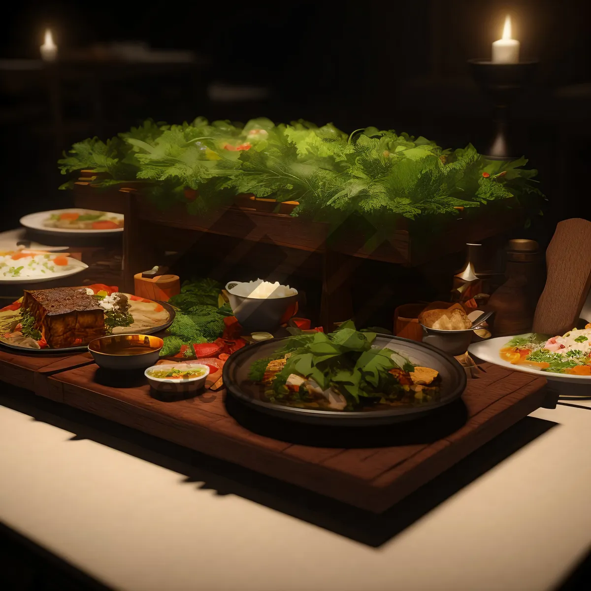 Picture of Delicious vegetable salad on the dining table