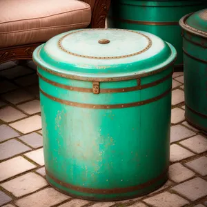 Metal Rain Barrel - Sustainable Water Storage Solution.