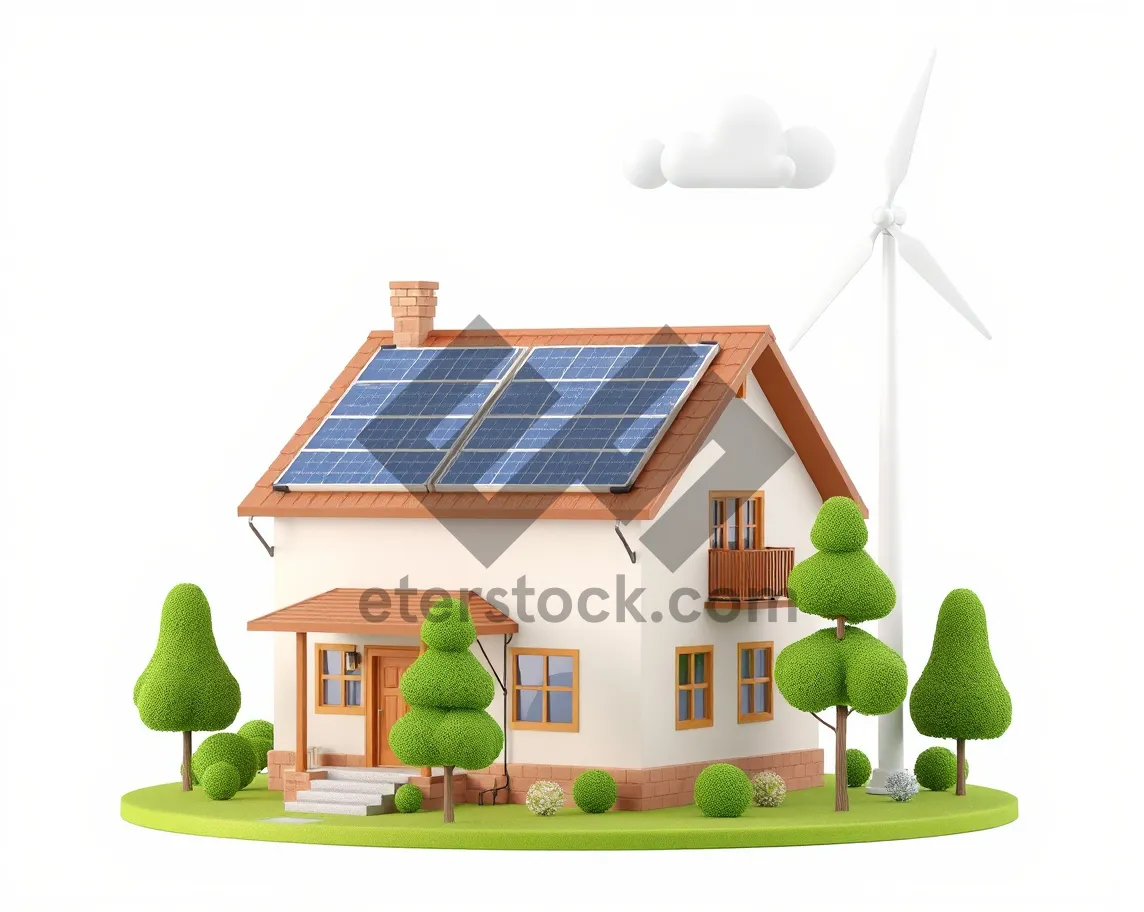 Picture of Energy-efficient 3D business home with chimney and generator