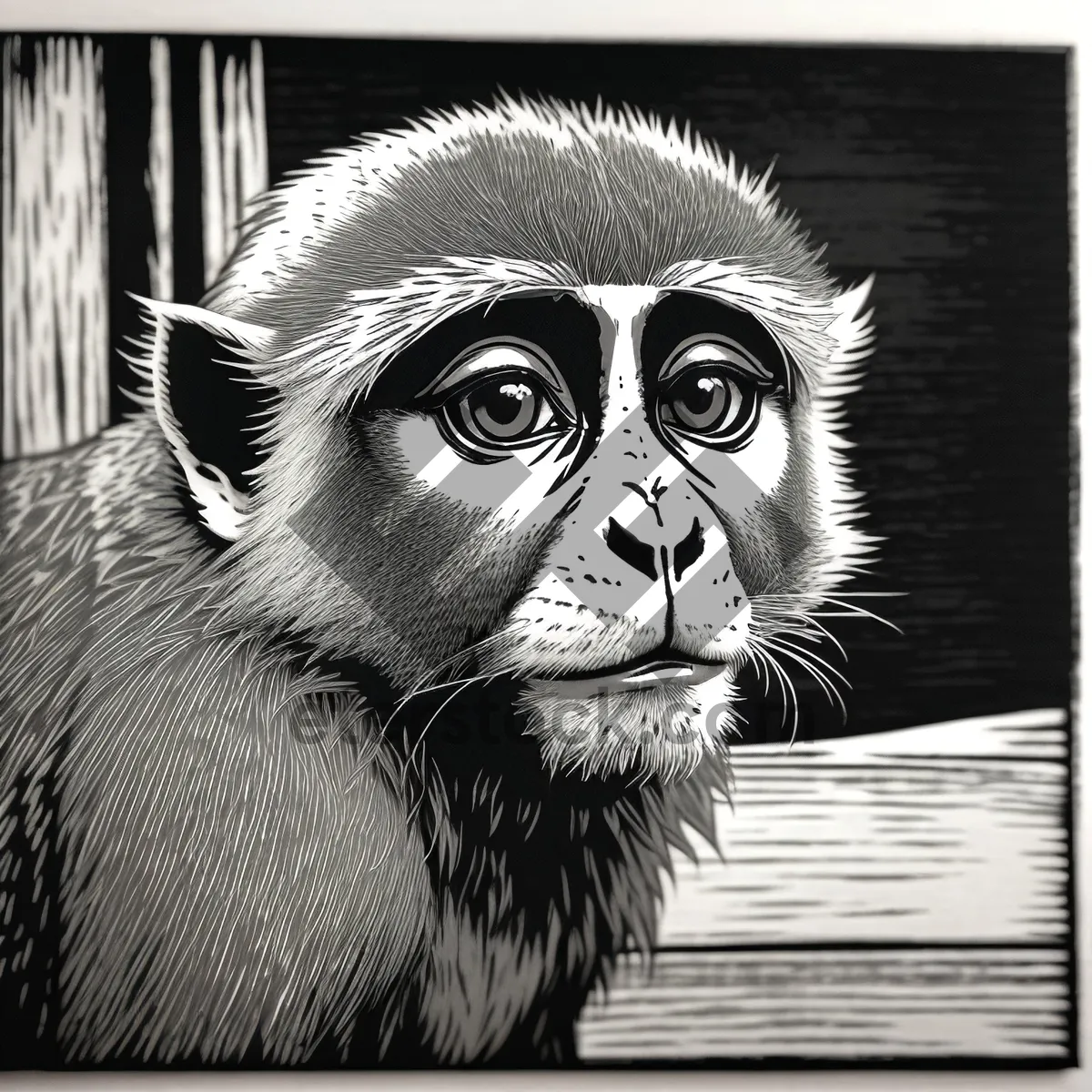 Picture of Wild Primate Portrait: Intense Eyes of a Feline-Like Ape