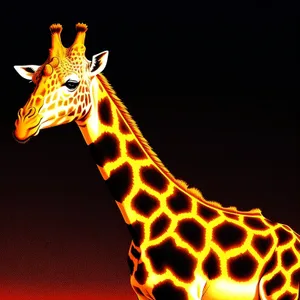 Flaming Giraffe in a Black Honeycomb - Fiery Artistic Design