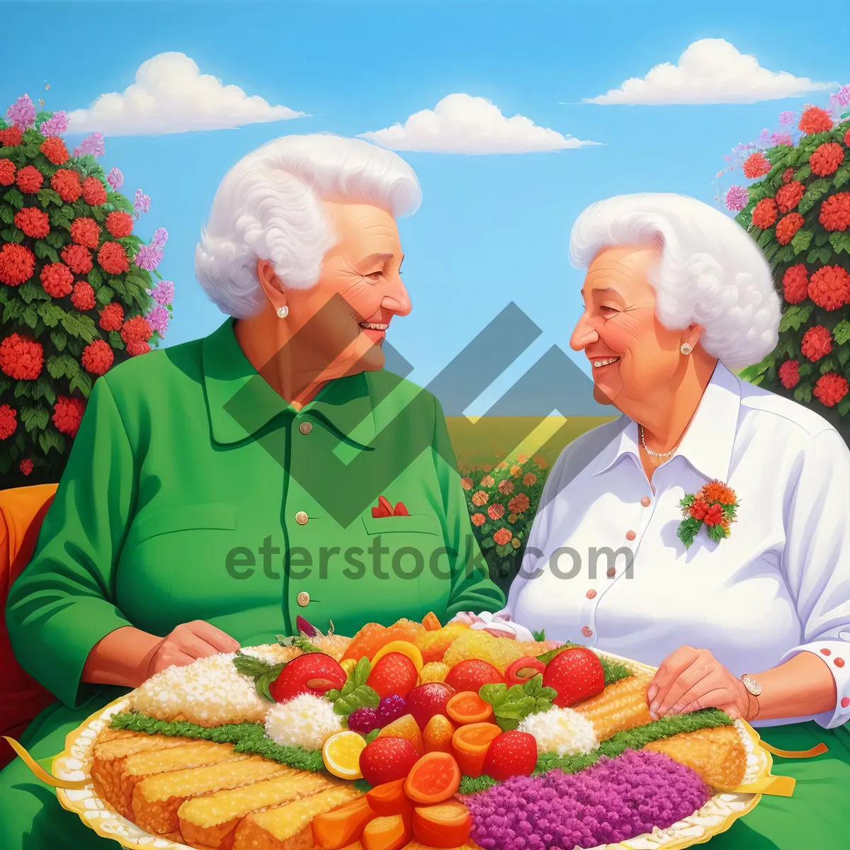 Picture of Happy couple cooking a healthy fruit meal together.