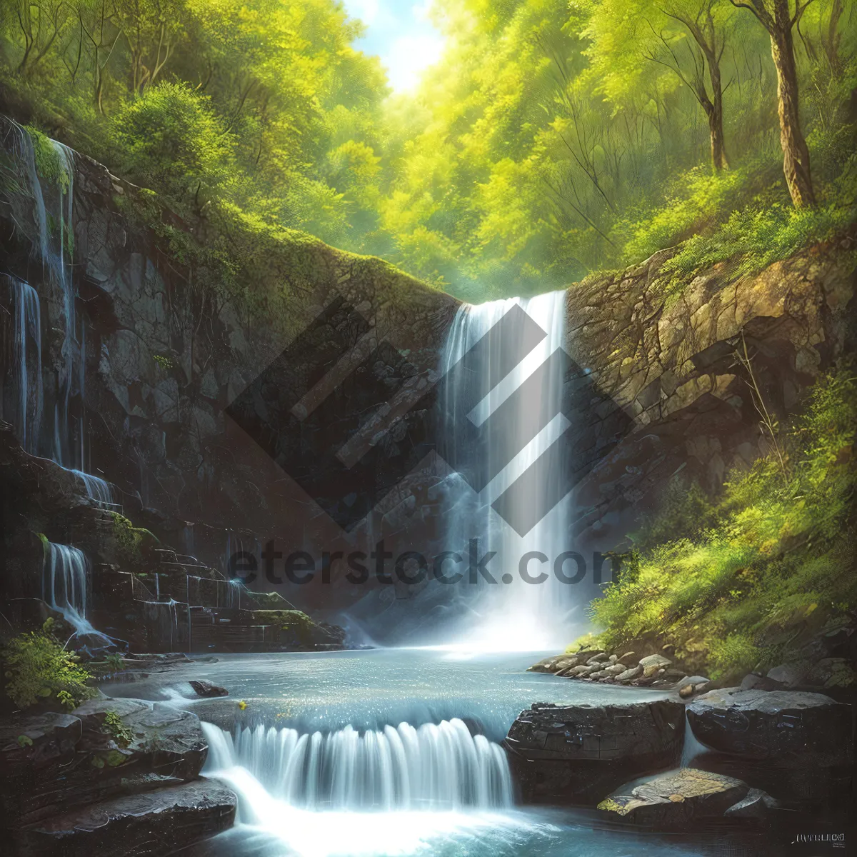 Picture of Serene Falls in the Wild Forest