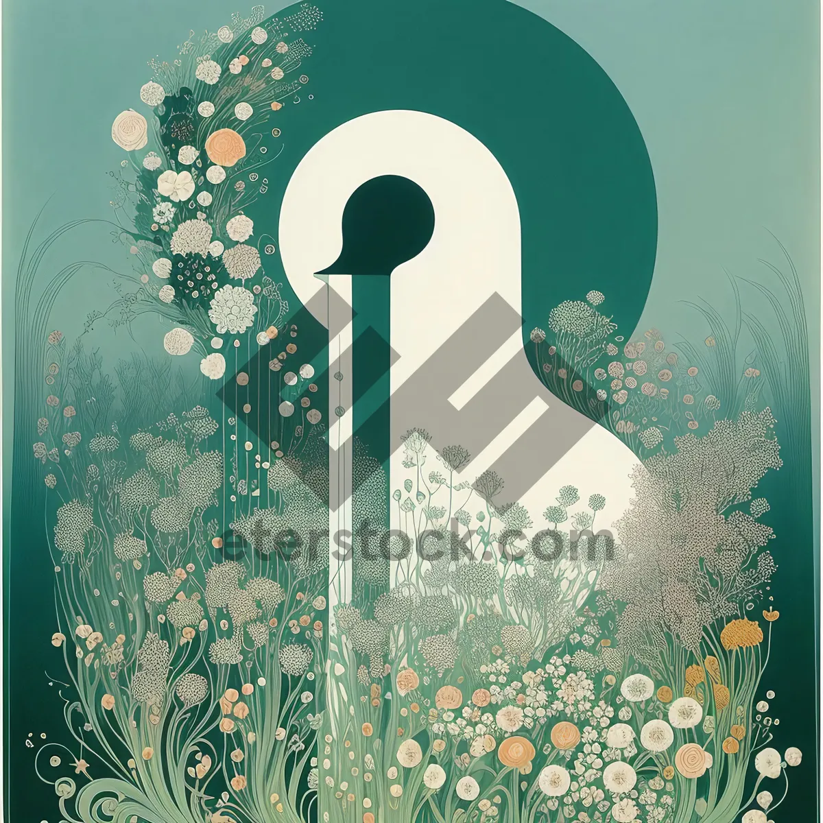 Picture of Floral Grunge Frame: Artistic Floral Decoration with Grunge Elements