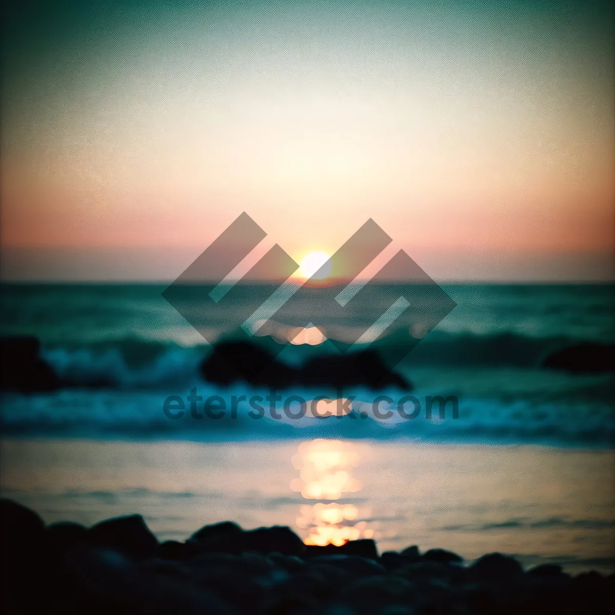 Picture of Golden Horizon: Tranquil Sunset over Tropical Coastline