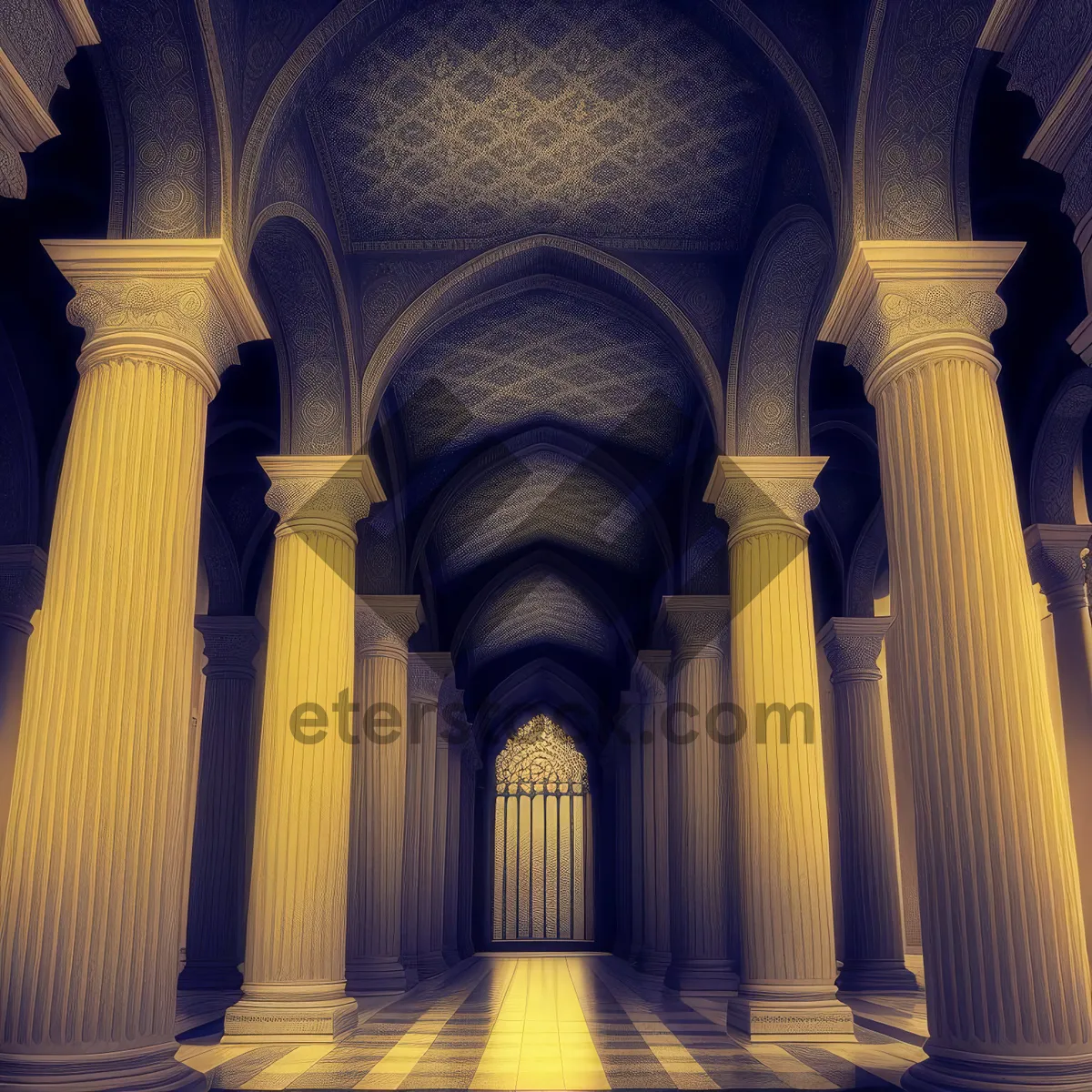 Picture of Ancient Stone Cathedral with Majestic Arches