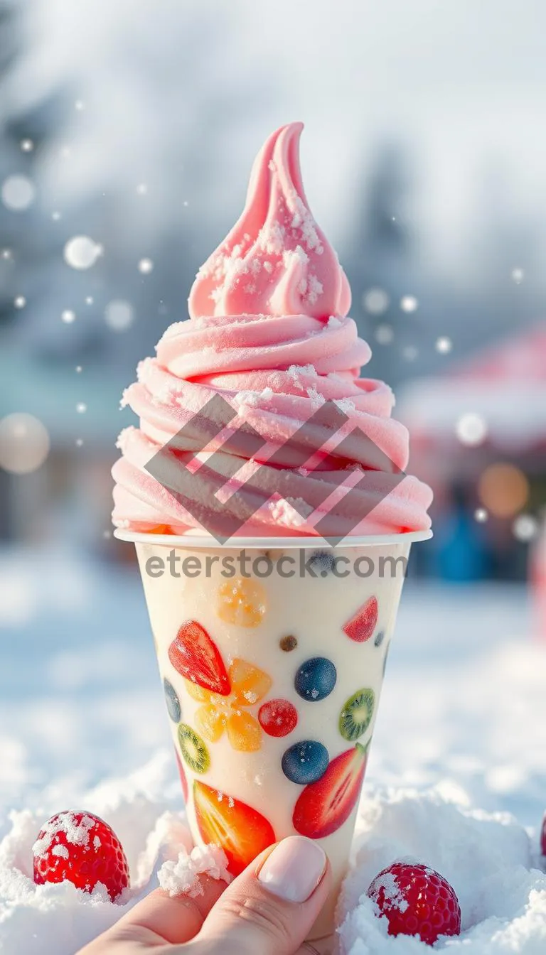 Picture of Pink Strawberry Ice Cream Cone Treat