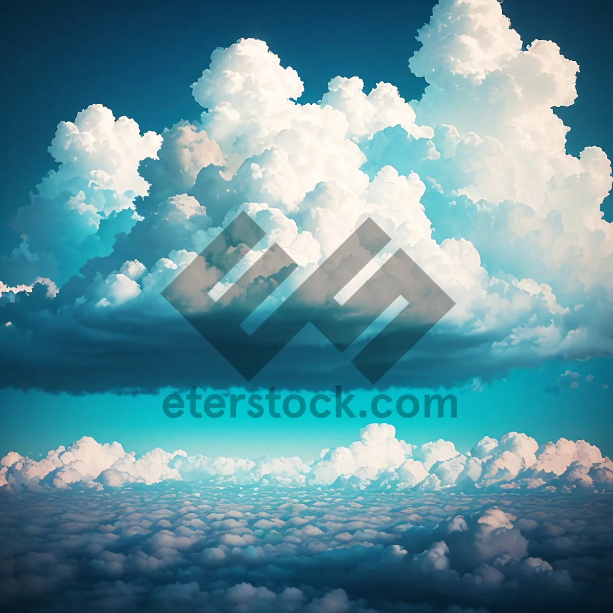 Picture of Vibrant Summer Sky with Fluffy Clouds and Sunlight