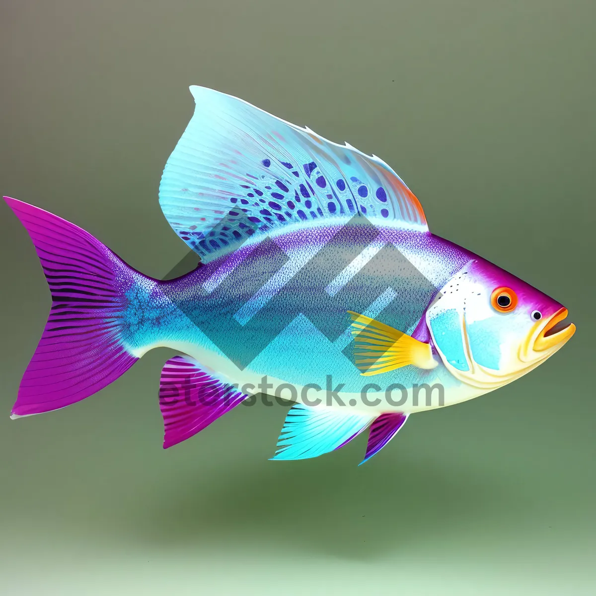 Picture of Golden Finned Aquarium Pet Swimming in Water