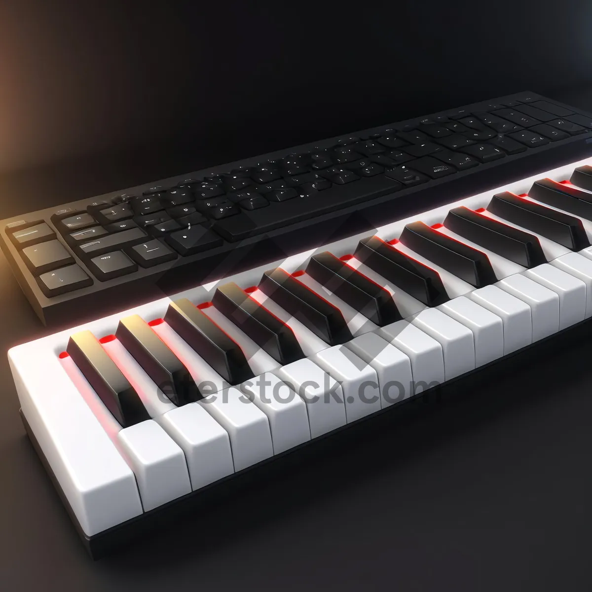 Picture of Black Keyboard: Electronic Music Instrument for Business and Office