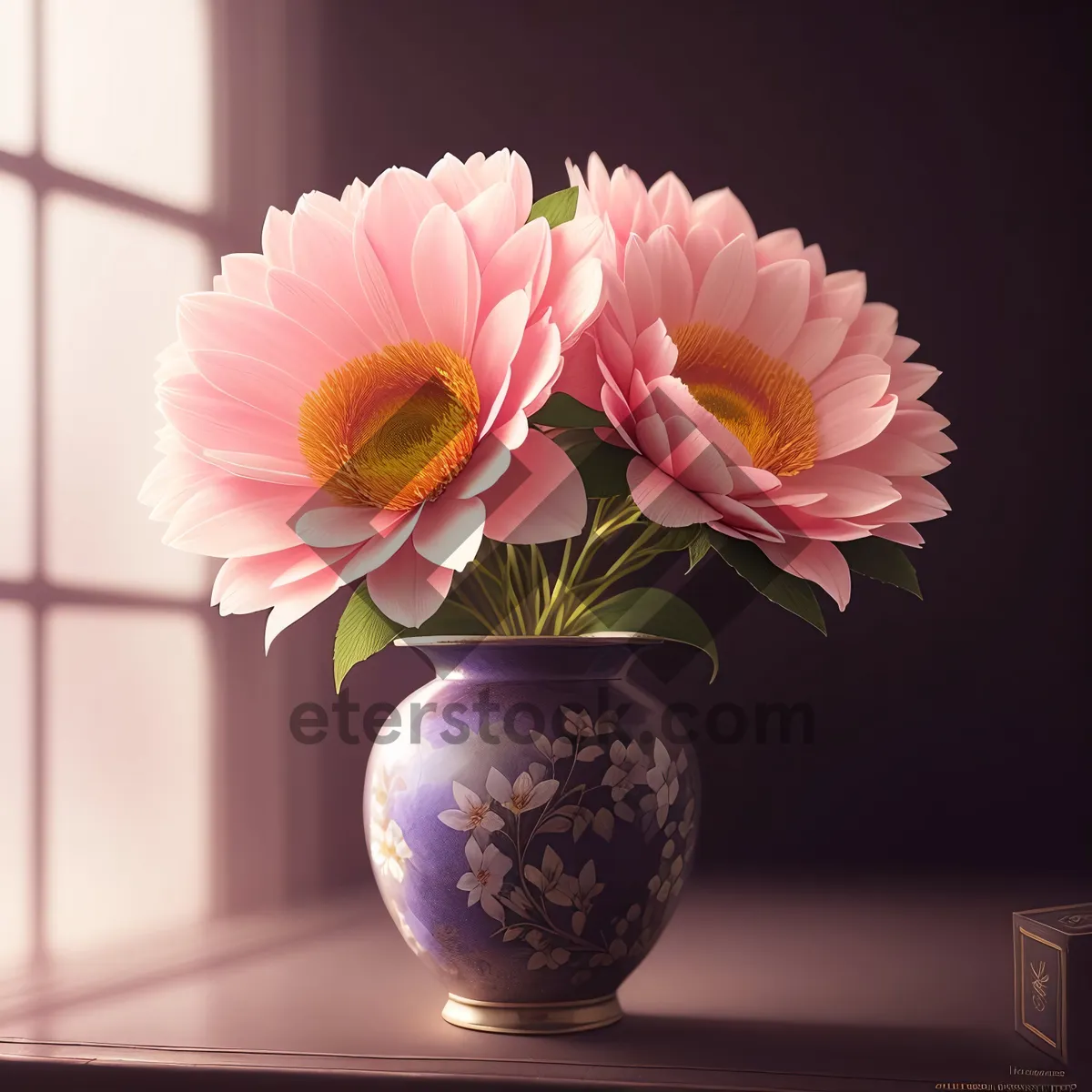 Picture of Pretty Pink Floral Bouquet in Vase