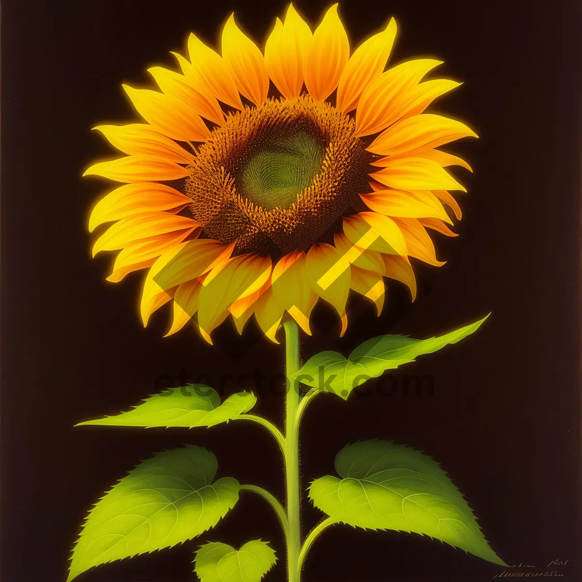 Picture of Close-up of vibrant yellow sunflower under sunny sky.