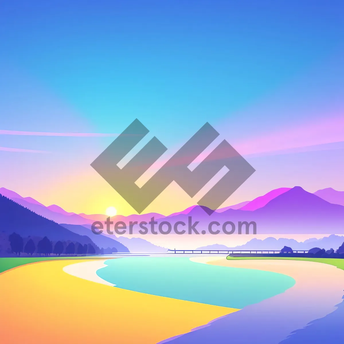 Picture of Serene Summer Sky: Artistic Wave Design in Sunlit Landscape