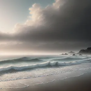 Golden Horizon: Spectacular Sunset over Beach and Ocean