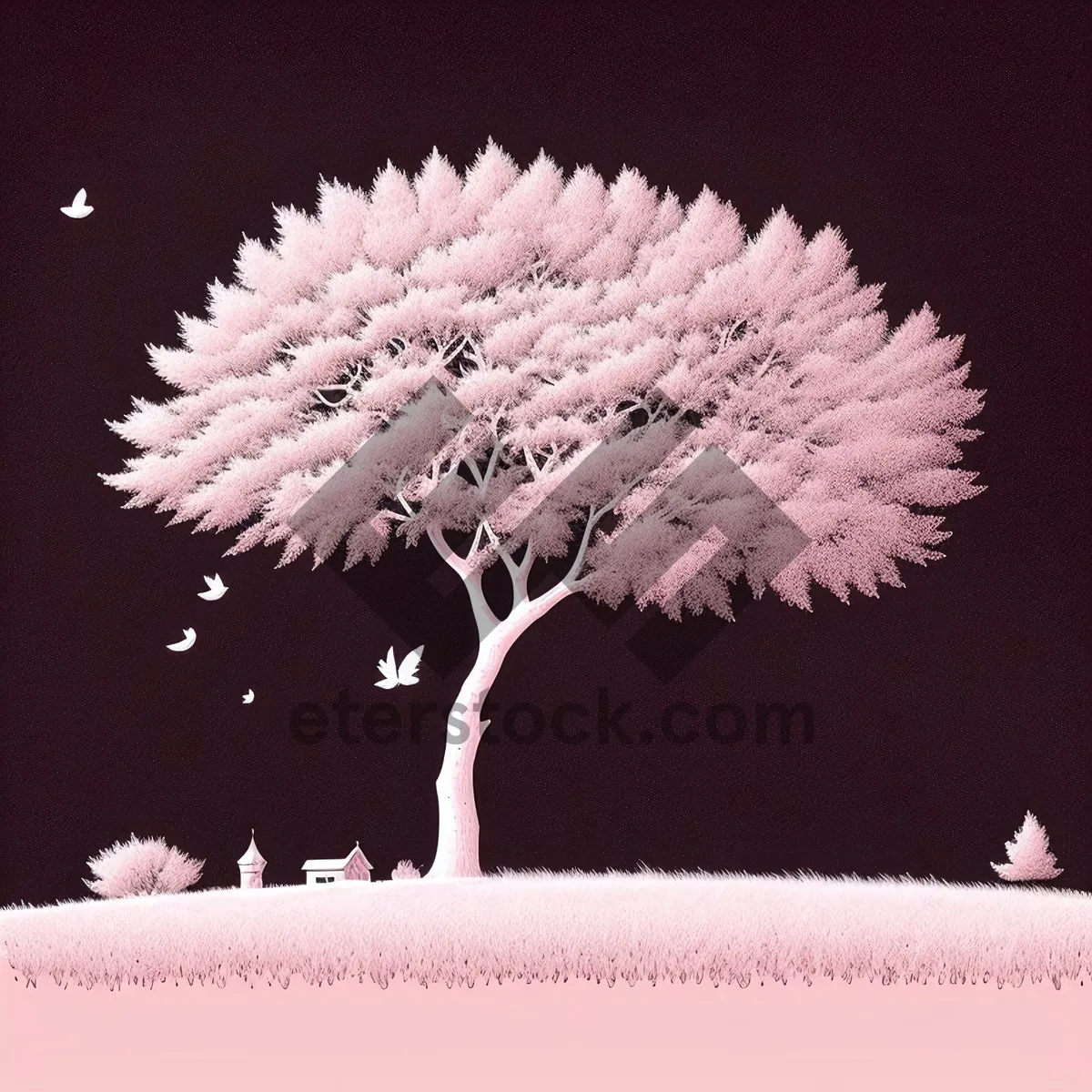 Picture of Bright Pink Spring Dandelion in Tree